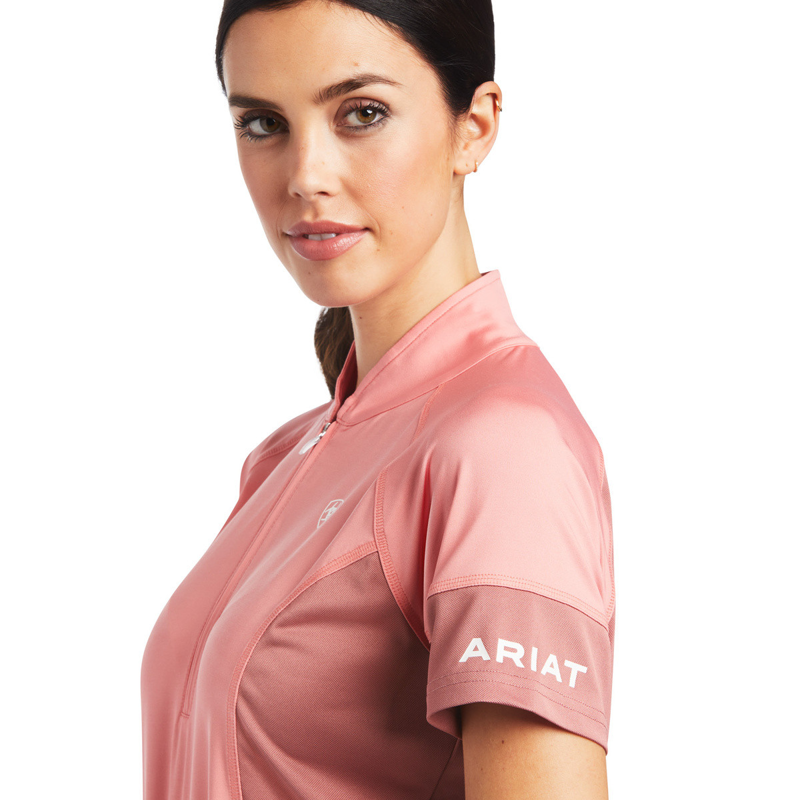 Ariat Women's Cambria Jersey 1/4 Zip Baselayer - Peach Blossom/Antique Rubia-2